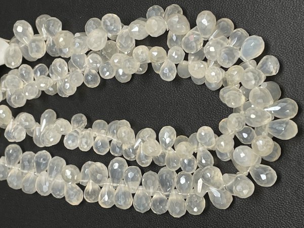 Coated Pearl Chalcedony Drops Faceted