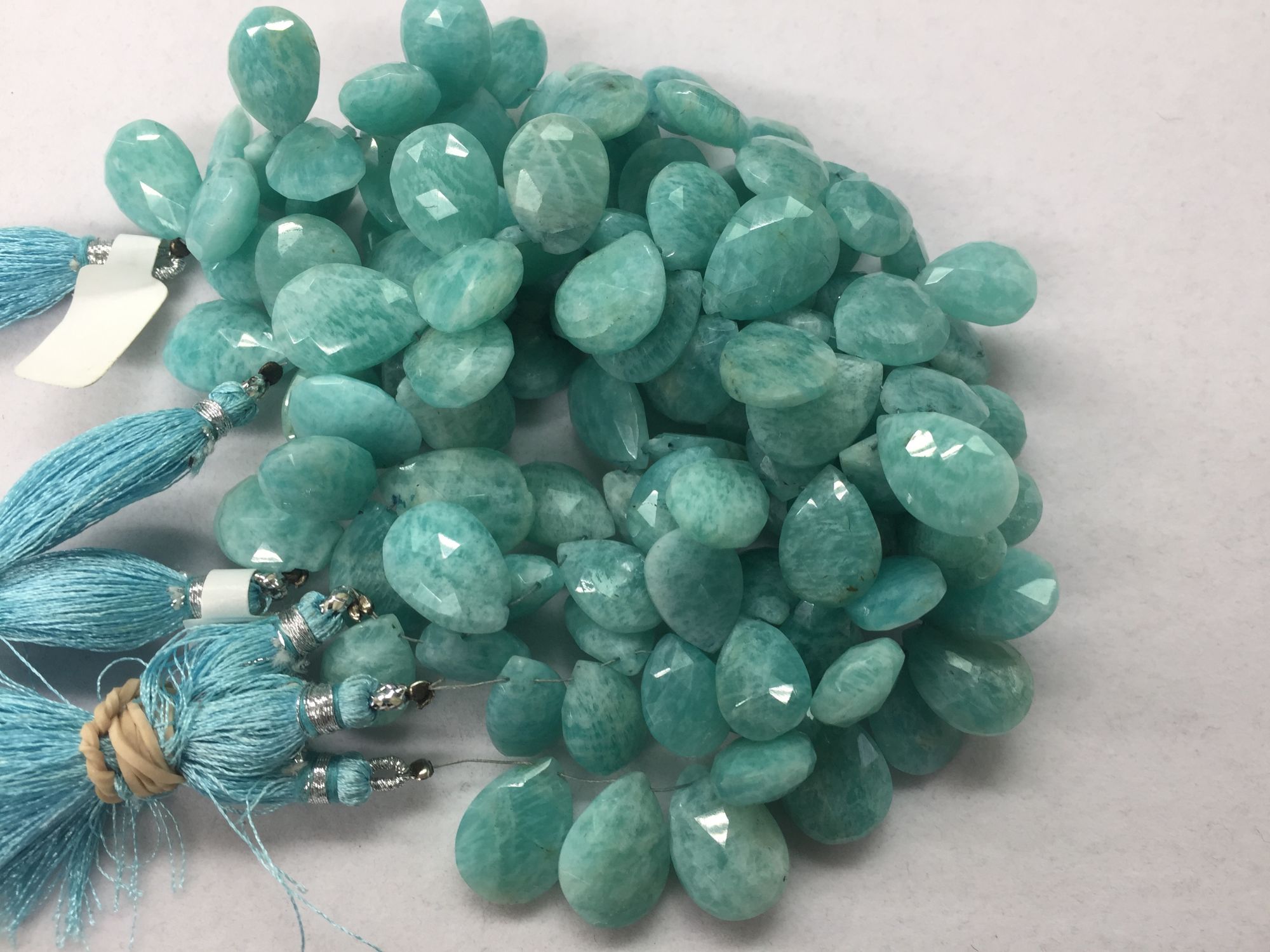 Amazonite pears faceted