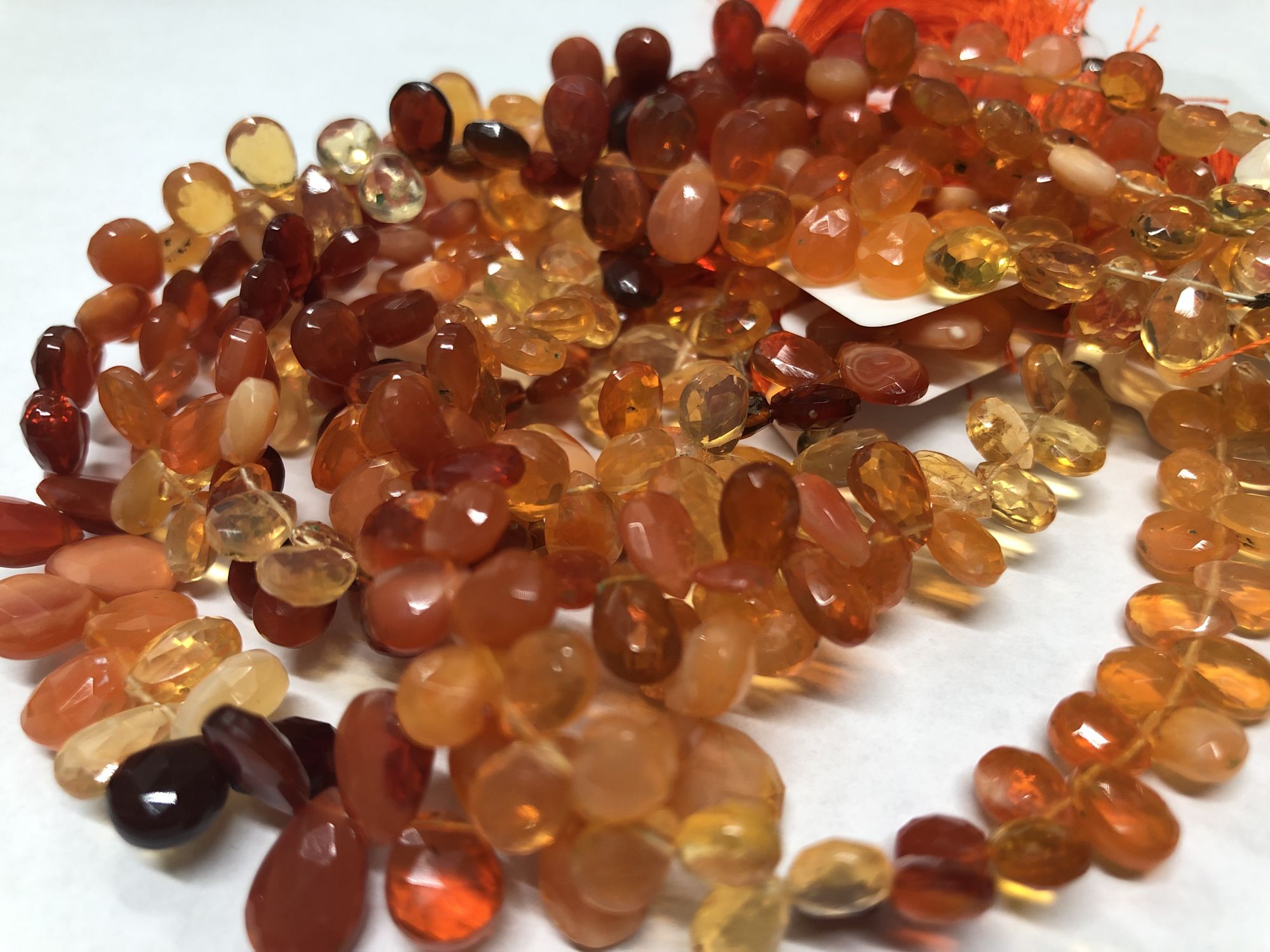 Fire Opal Pears Faceted