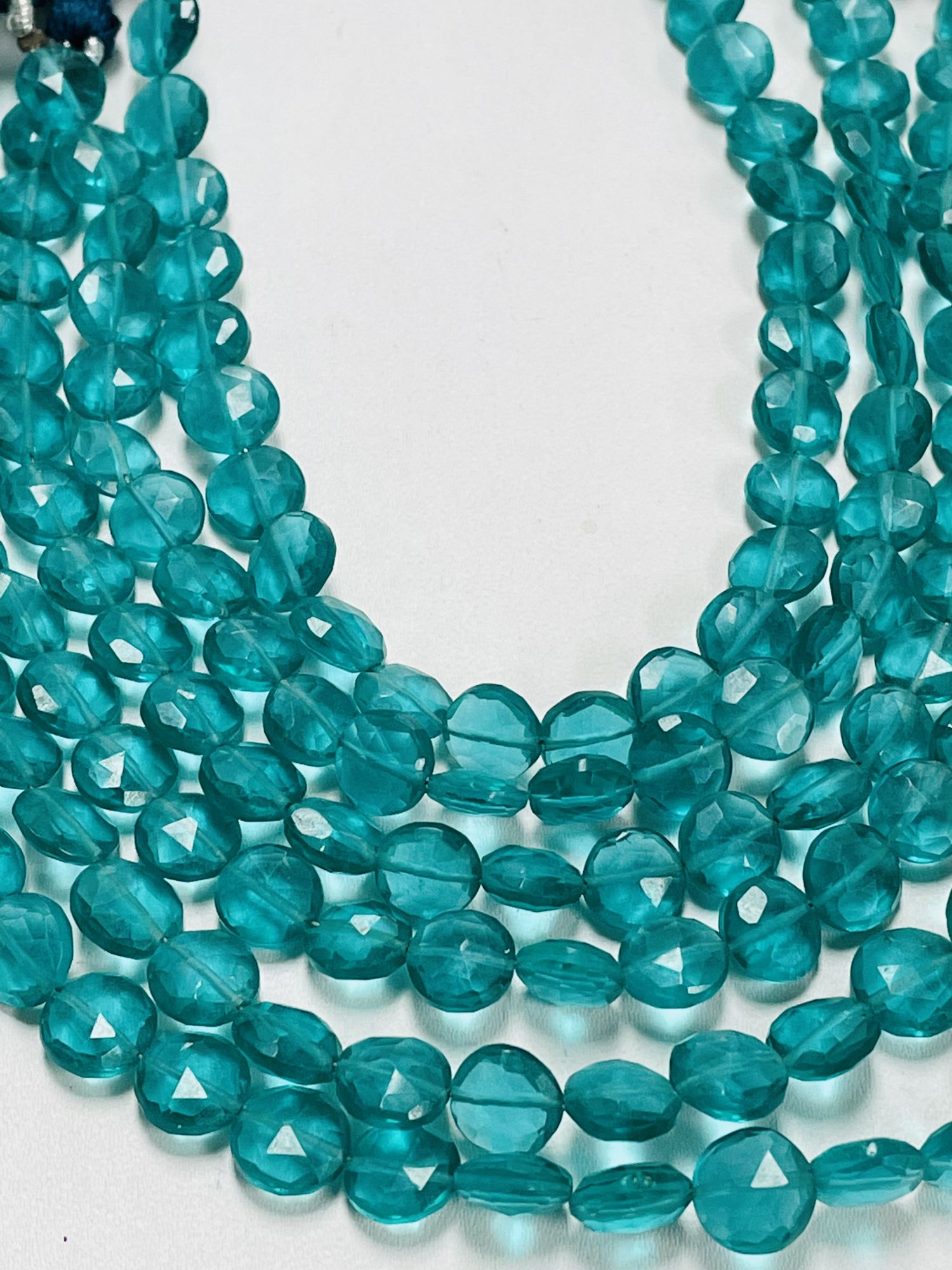Neon Teal Hydro Quartz Coin Faceted