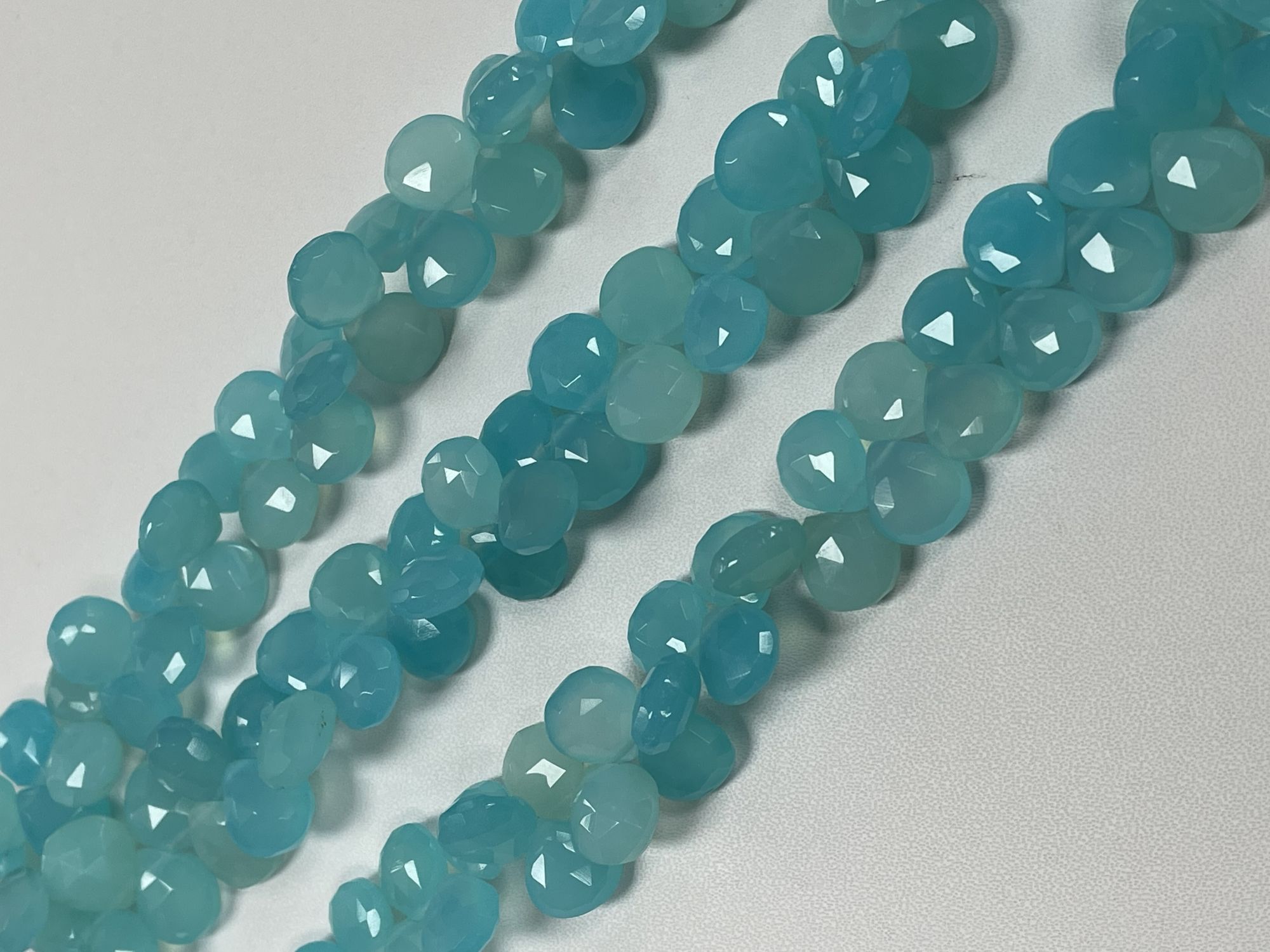 Aqua Chalcedony Heart Faceted