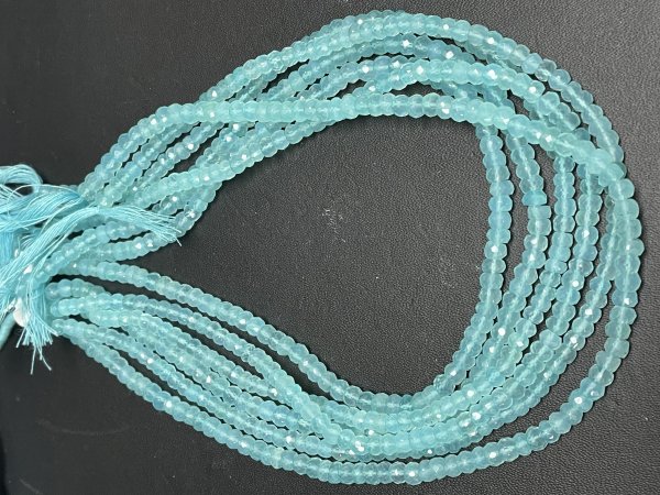 Aqua Chalcedony Rondelle Faceted