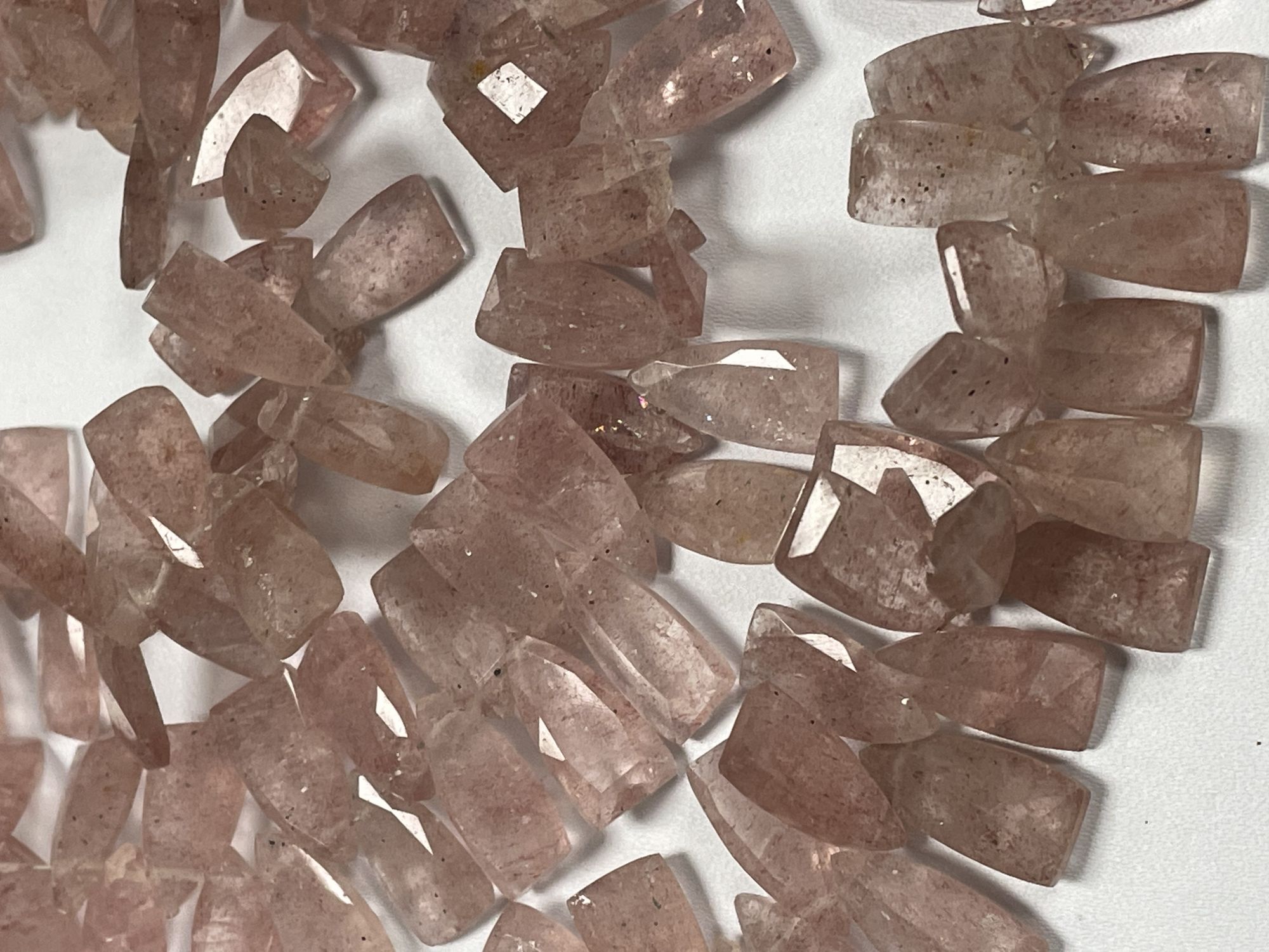Pink Strawberry Quartz Fan Cut Faceted