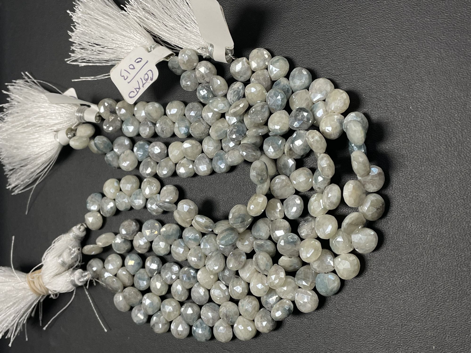 Grey White Silverite Heart Faceted