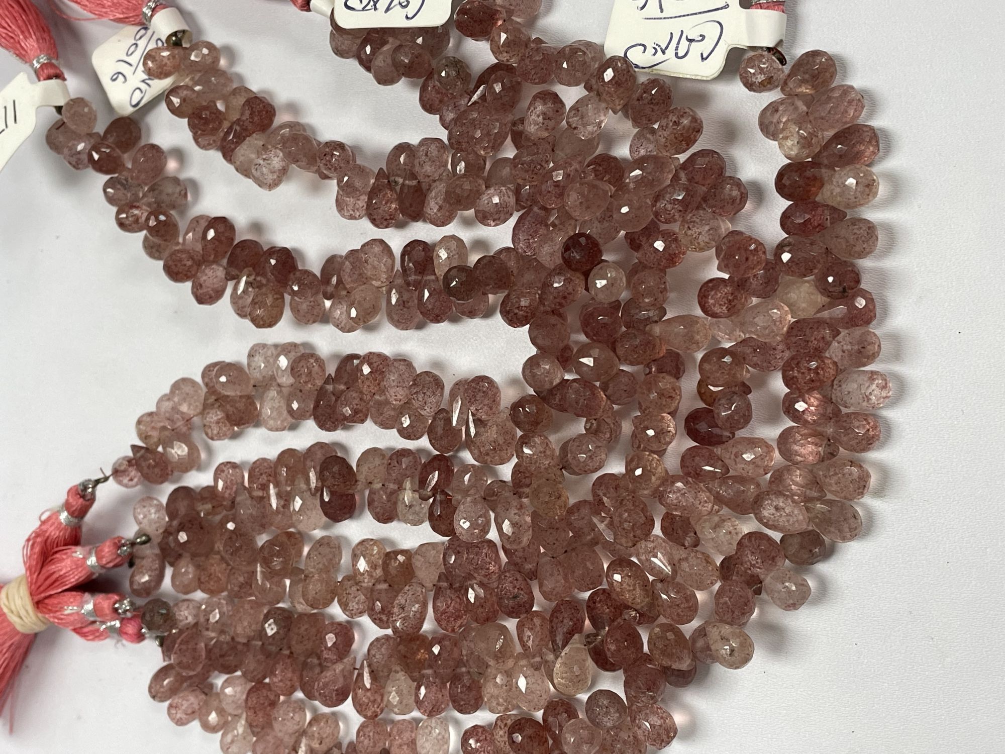 Pink Strawberry Quartz Drop Faceted