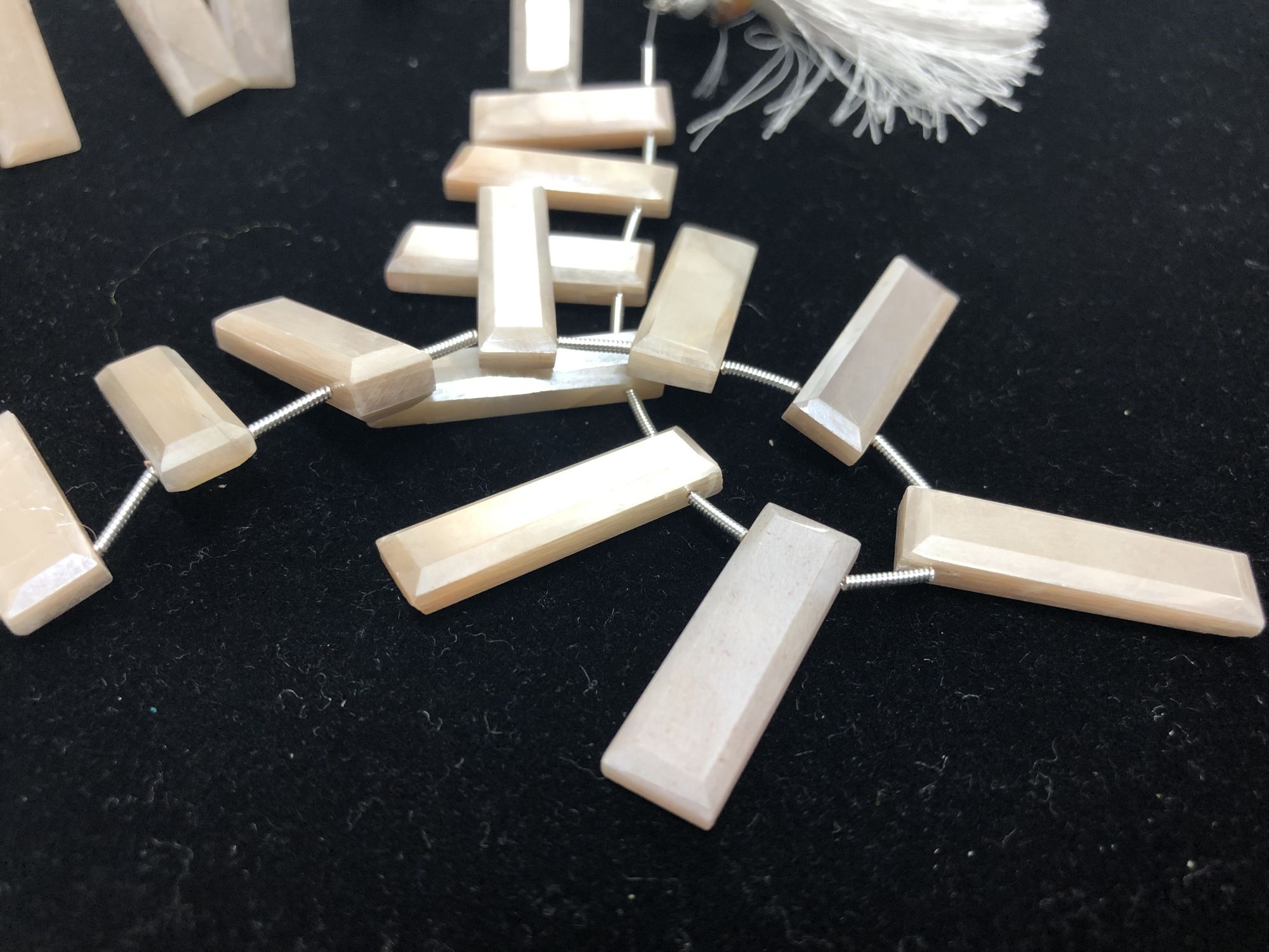 Cream Moonstone Rectangles Faceted