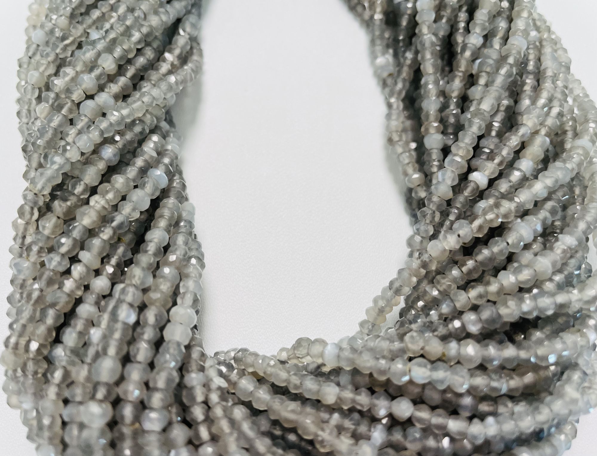 Grey Moonstone Rondelle Faceted