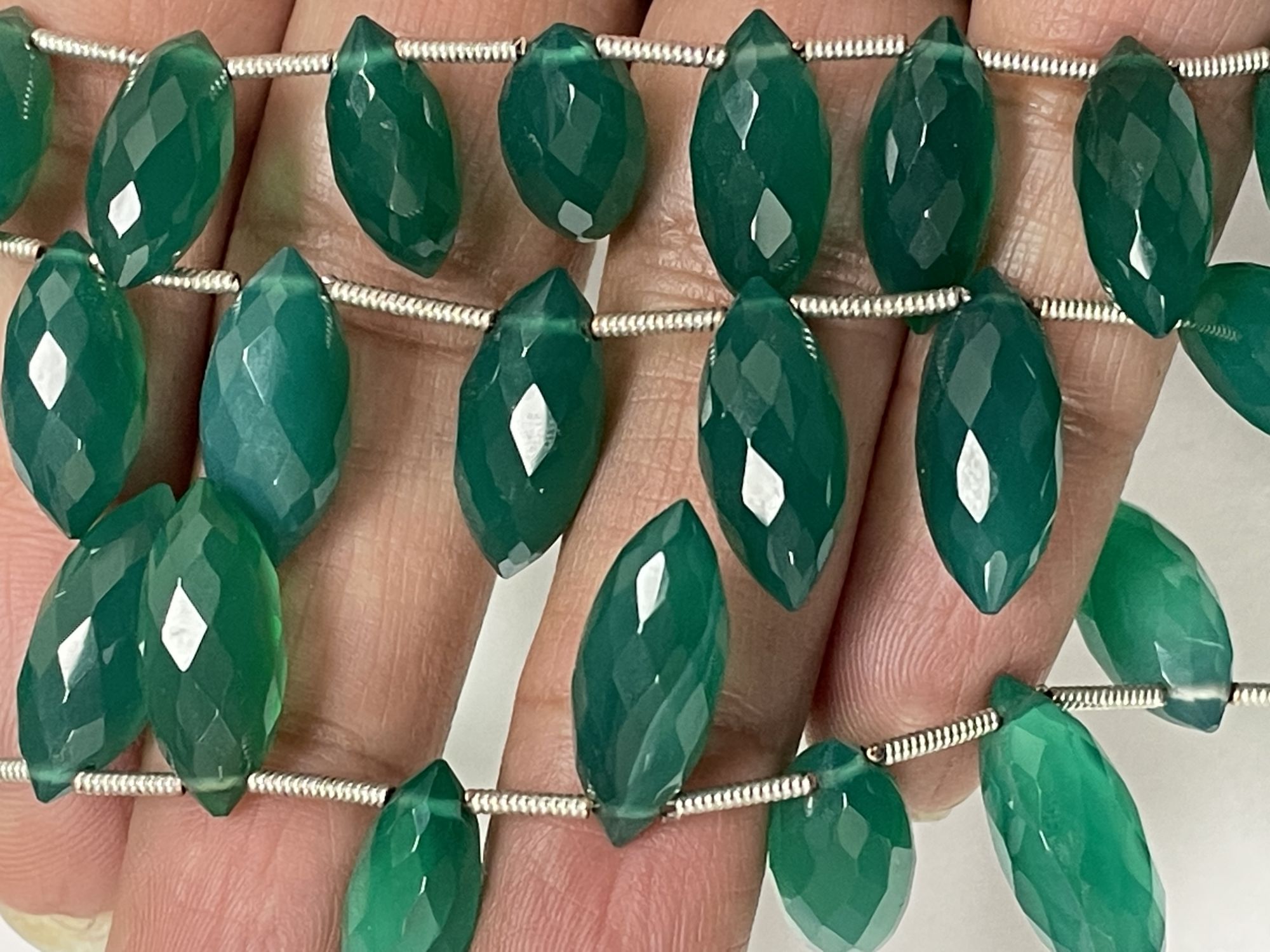 Green Hydro quartz Puff Marquise Faceted