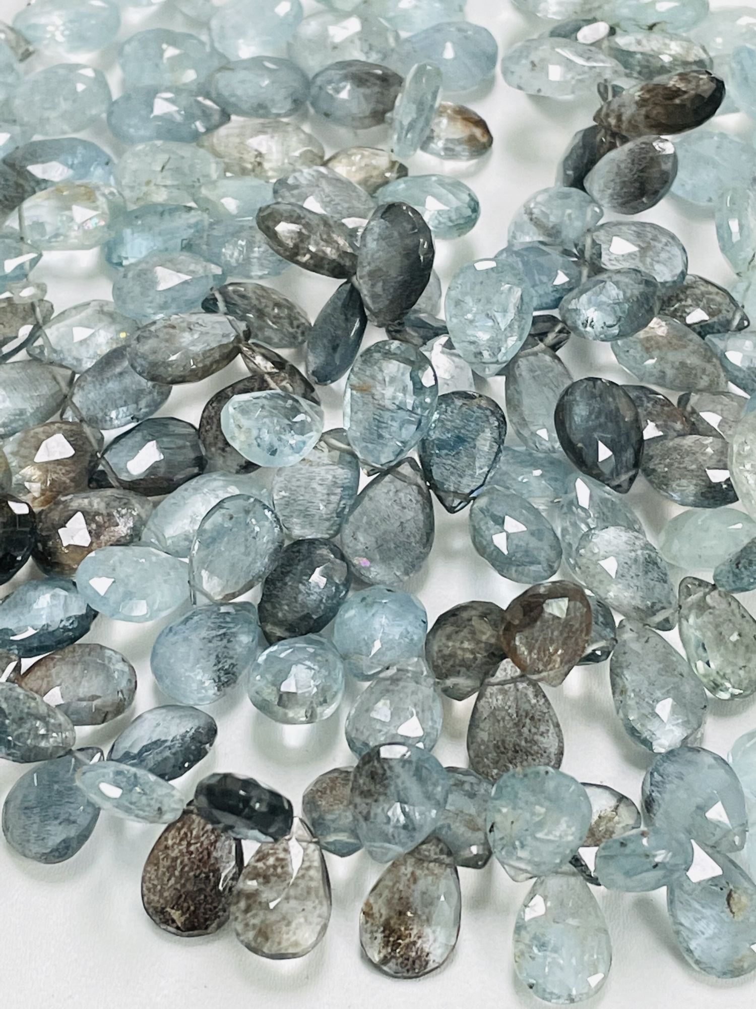 Copper Aquamarine Pears Faceted