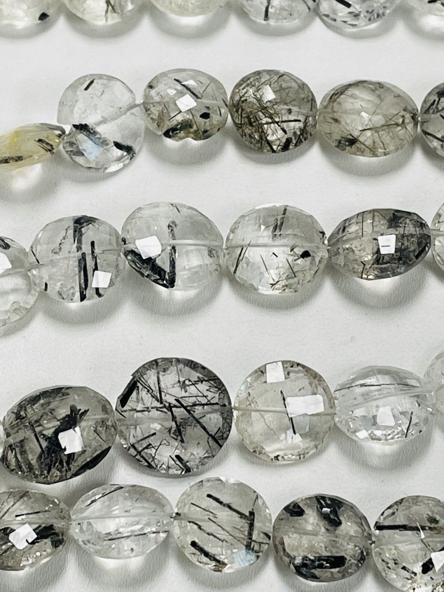 Black Tourmalated Quartz Coin Faceted