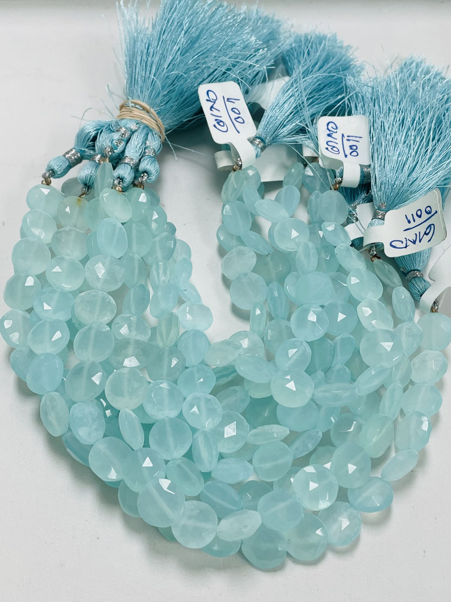 Aqua Chalcedony Coin Faceted