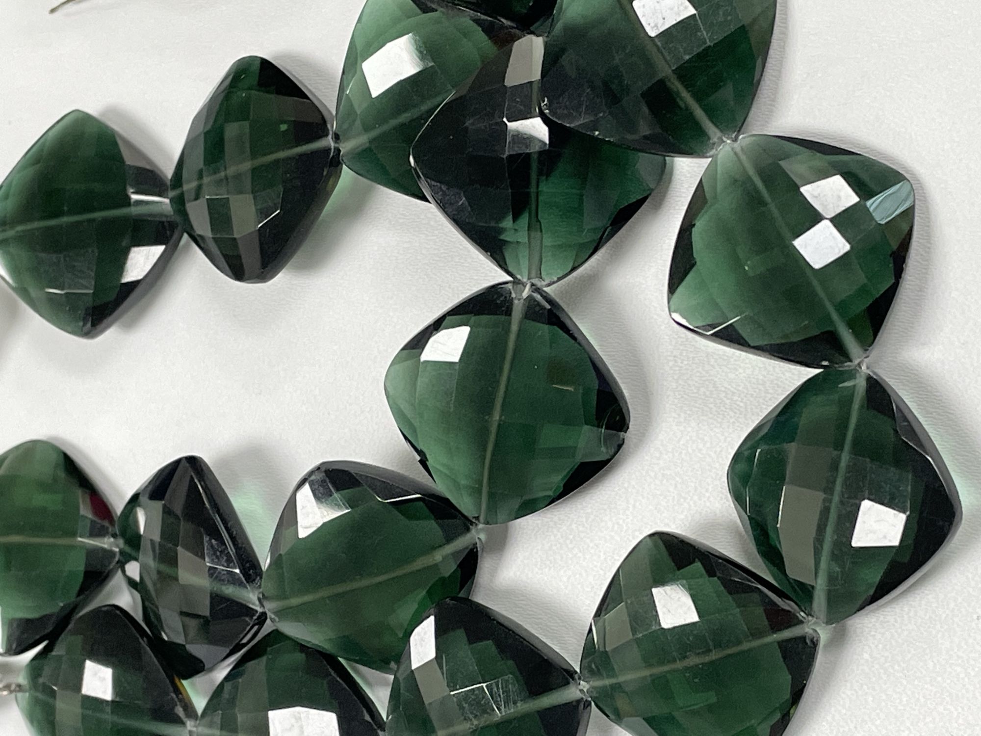 Forest Green Hydro Quartz Cushion Faceted