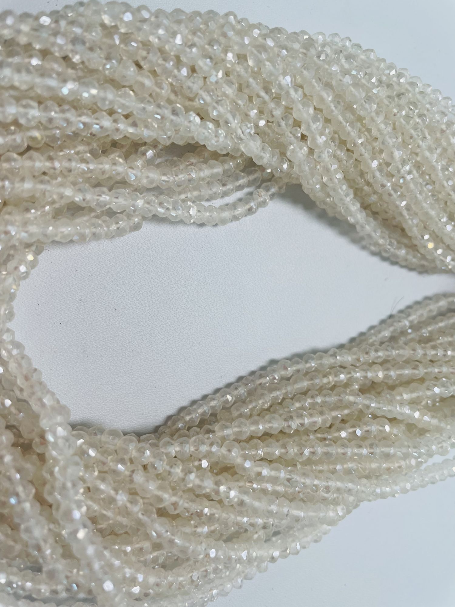 Pearl White Mystic Quartz Rondelle Faceted