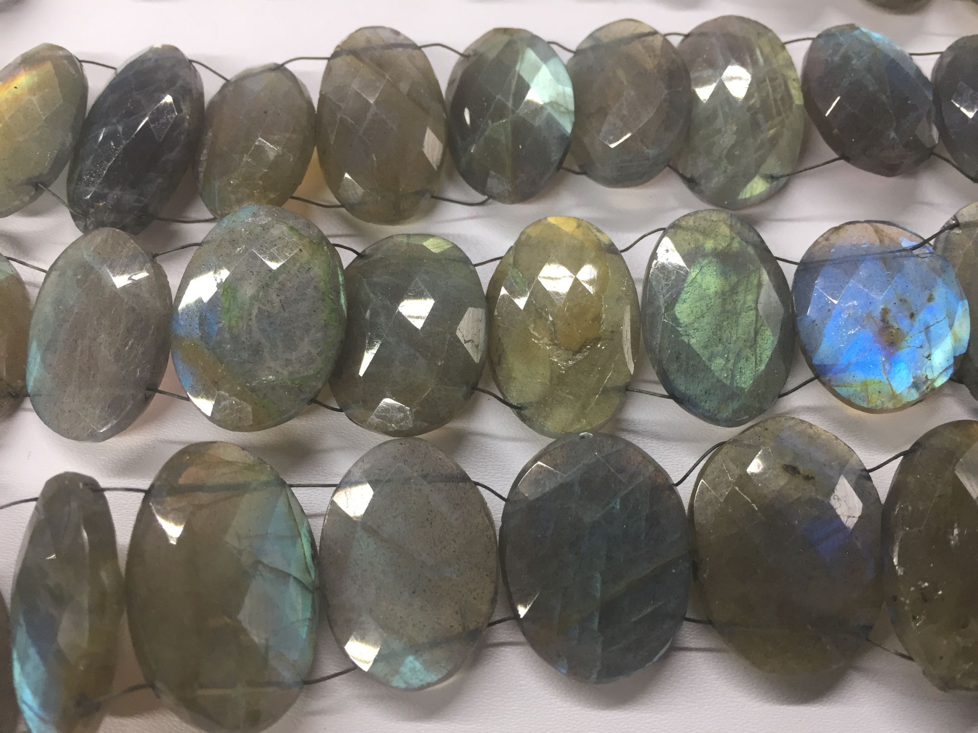 Labradorite Ovals Faceted Two side Drilled