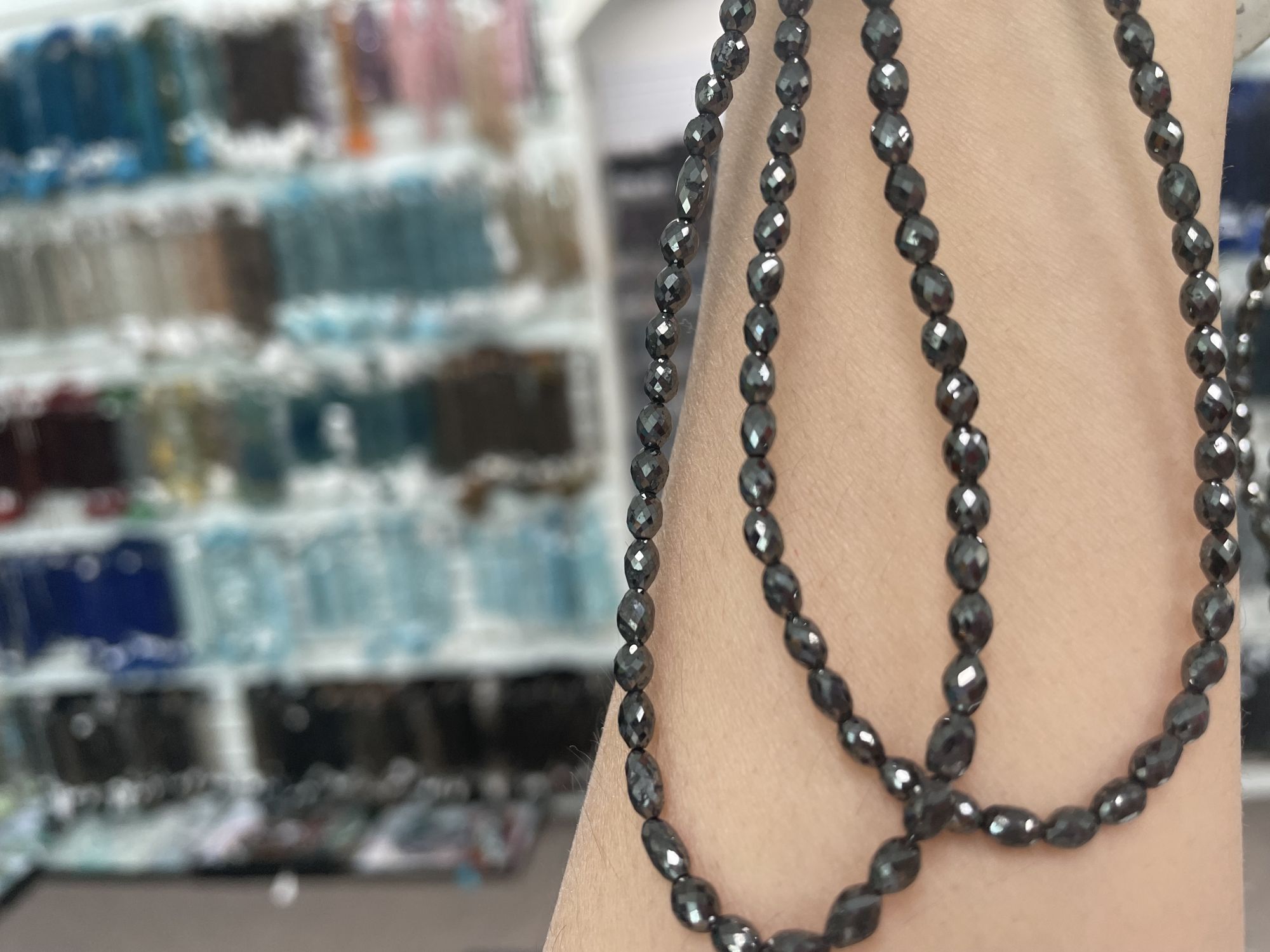 Natural Black Diamond Oval Beads Faceted