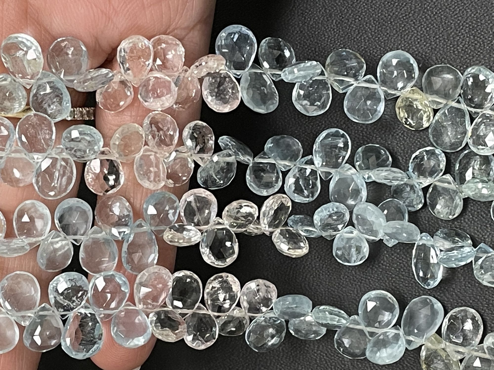 Multi Aquamarine Pear Faceted