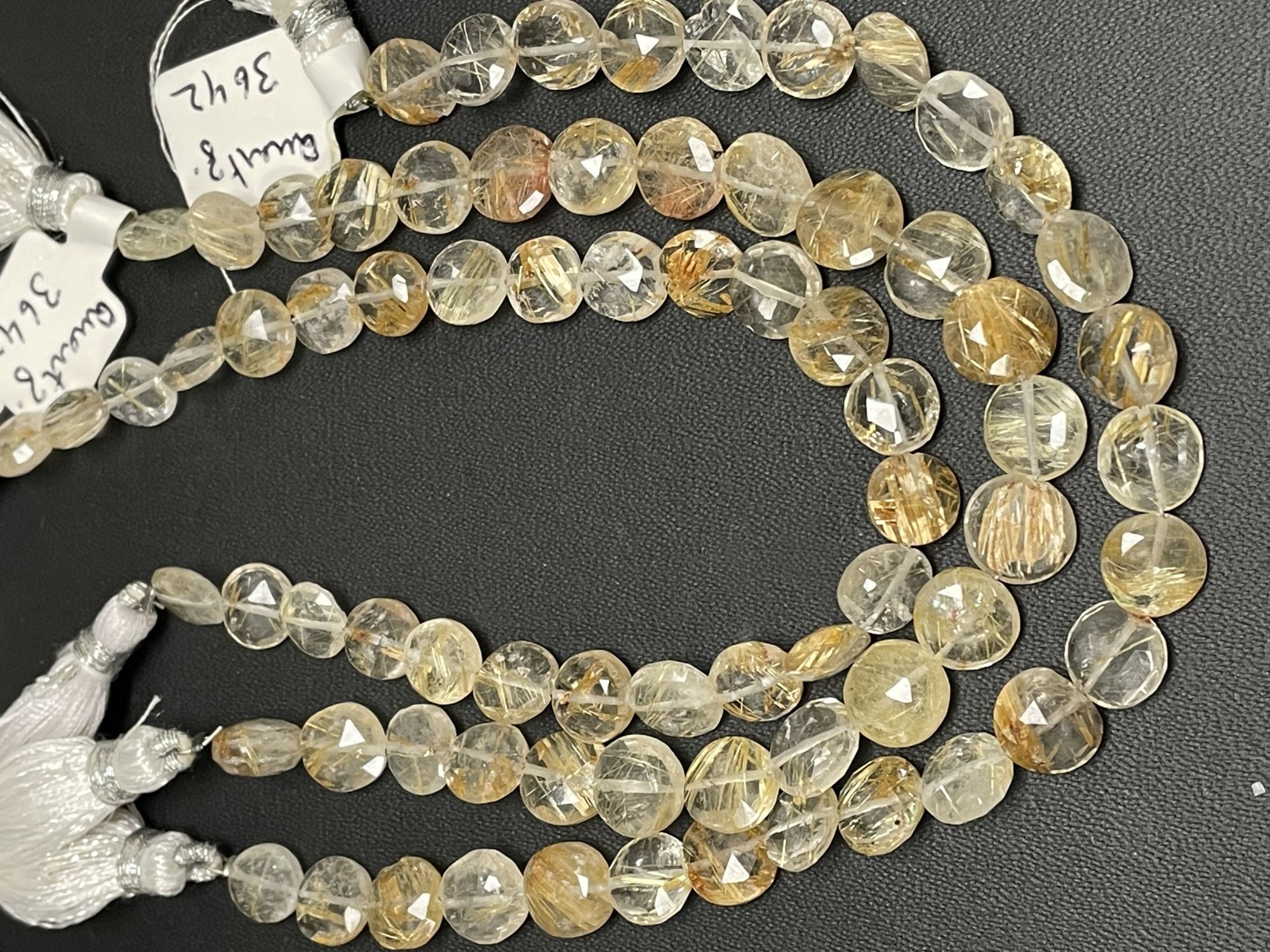 Golden Rutilated Quartz Coin Faceted