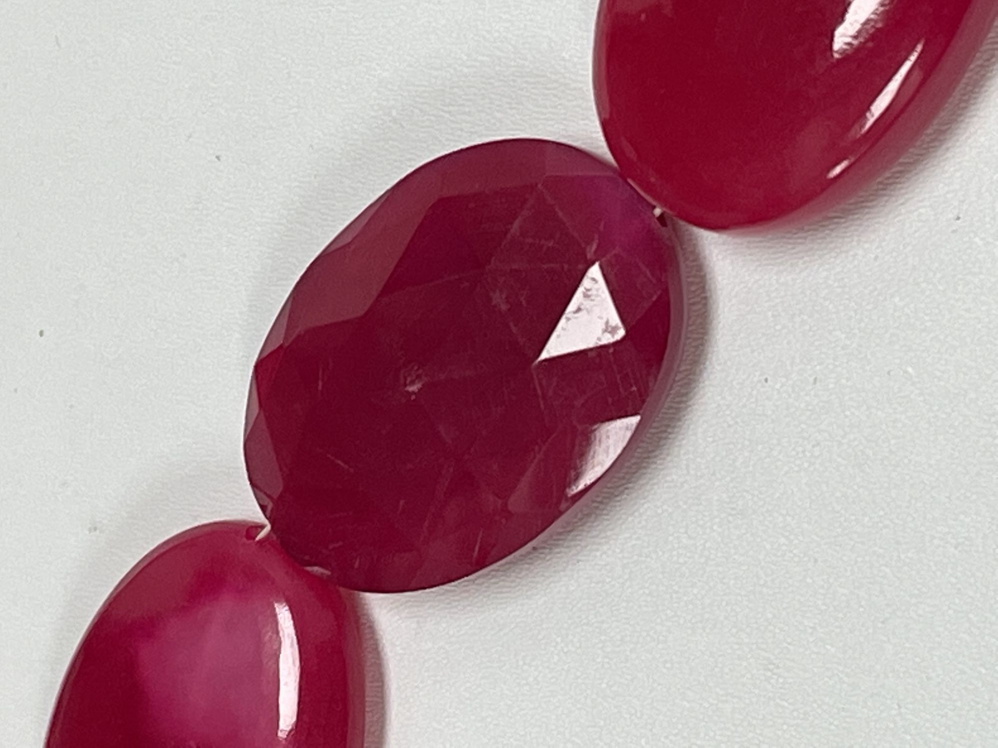 Pink Oval Chalcedony One side Faceted One side Smooth