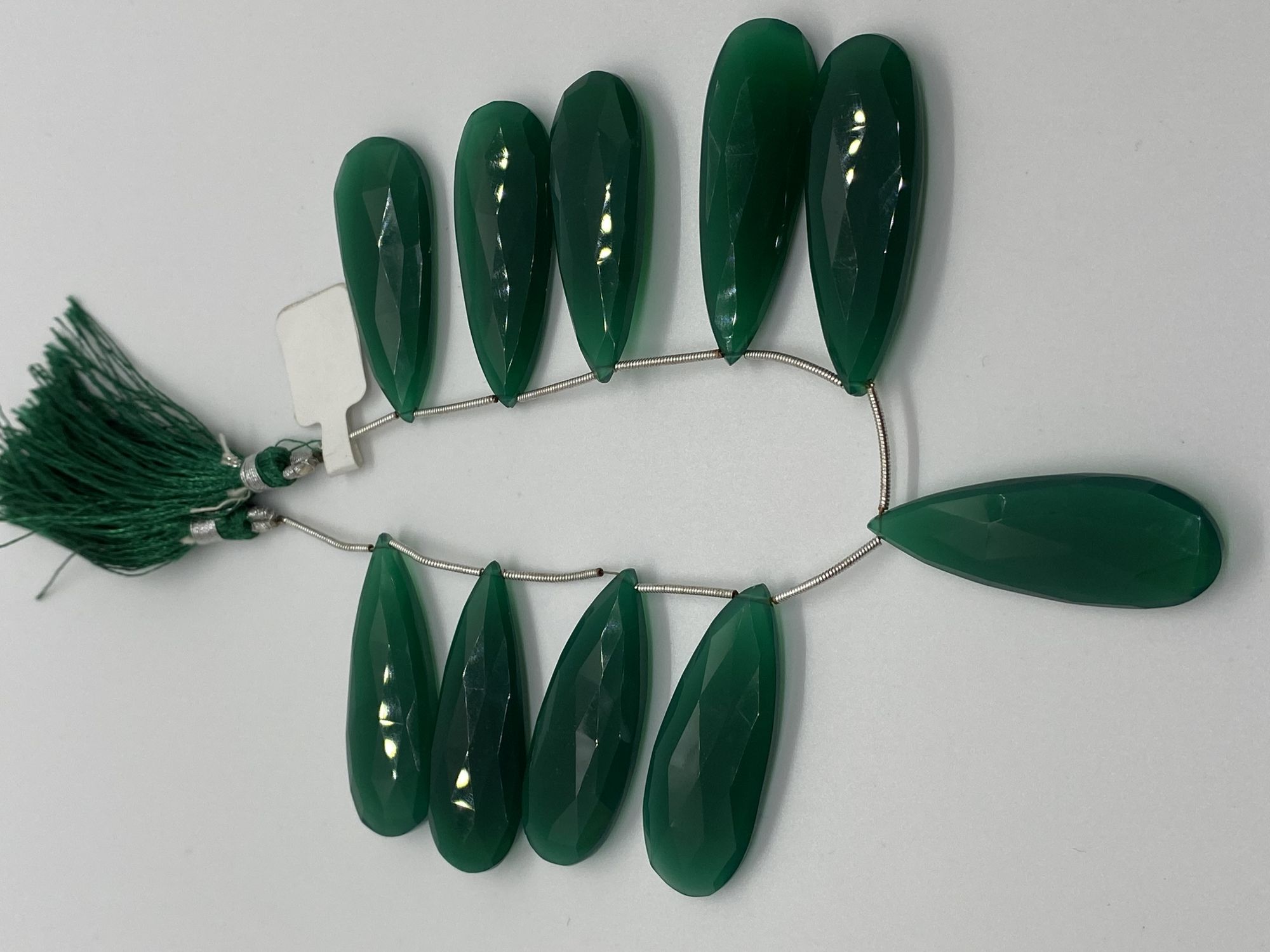 Green Onyx Long Pear Faceted