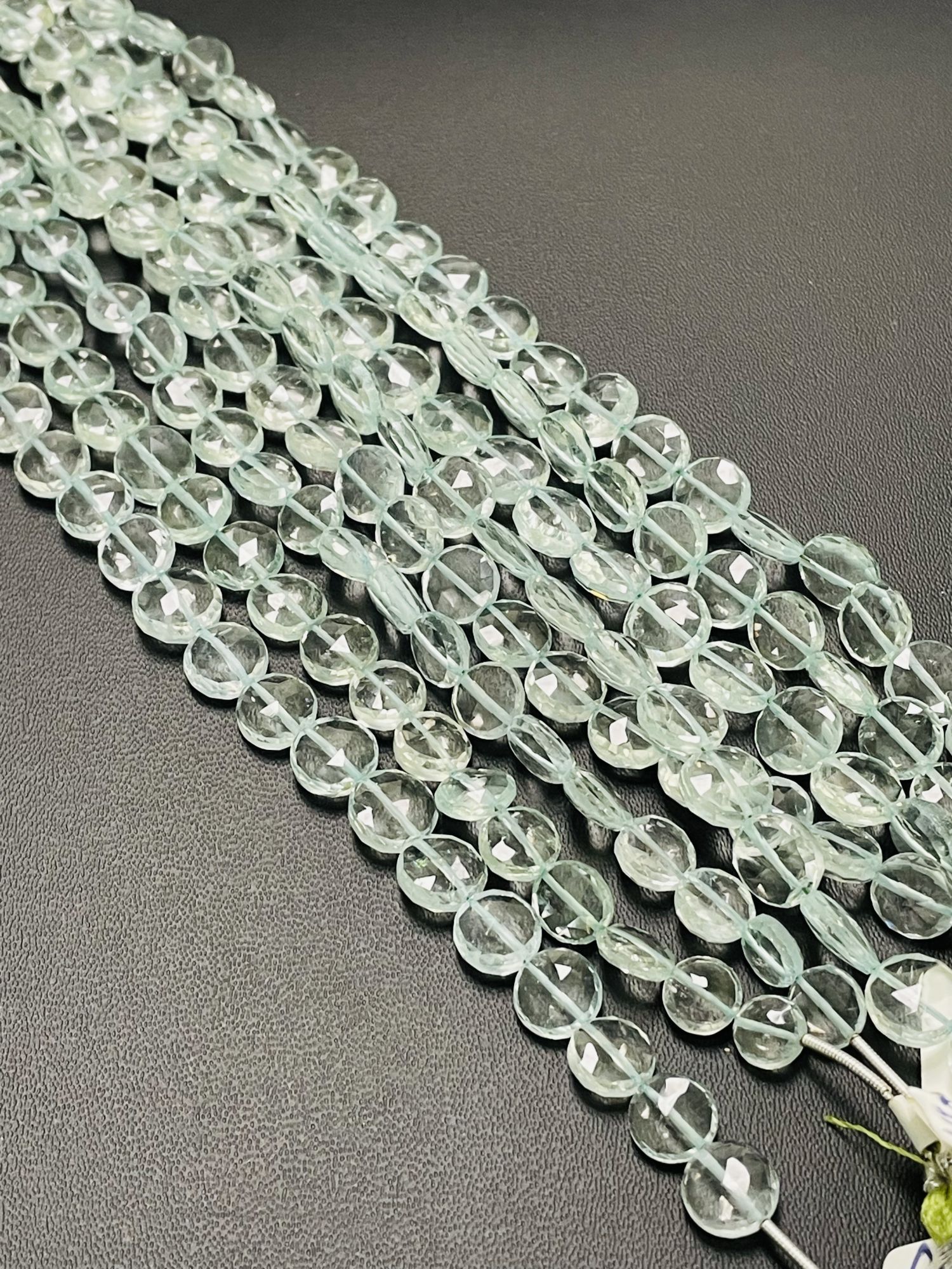 Aqua Hydro Quartz Coin Faceted