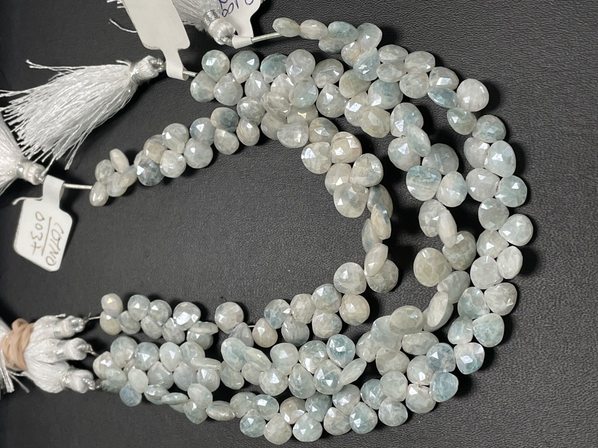 Blue White Silverite Heart Faceted