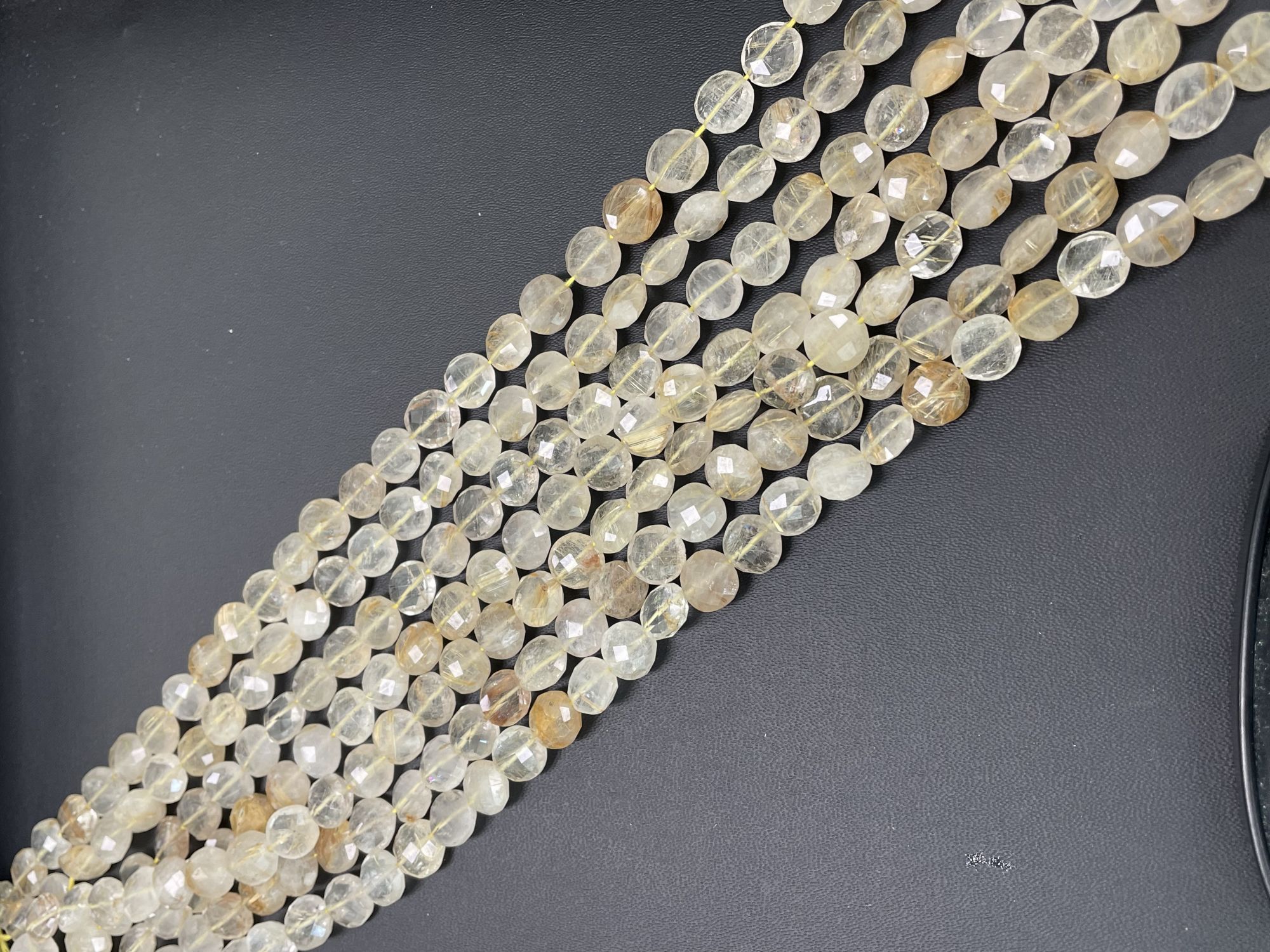 Golden Rutilated Quartz Coin Faceted