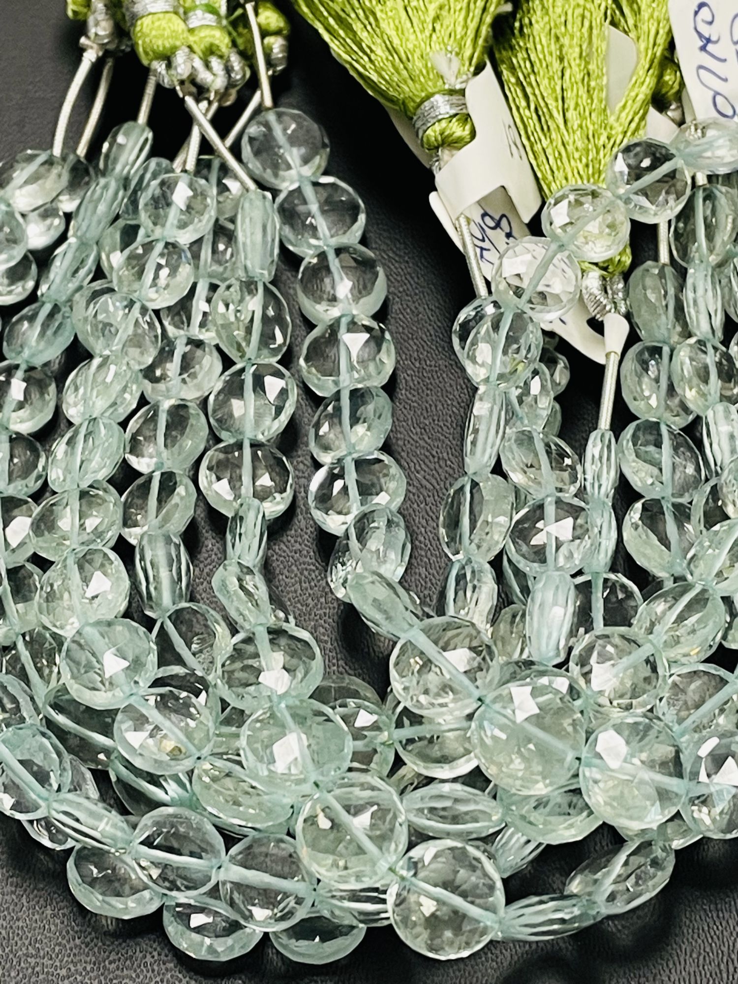 Aqua Hydro Quartz Coin Faceted