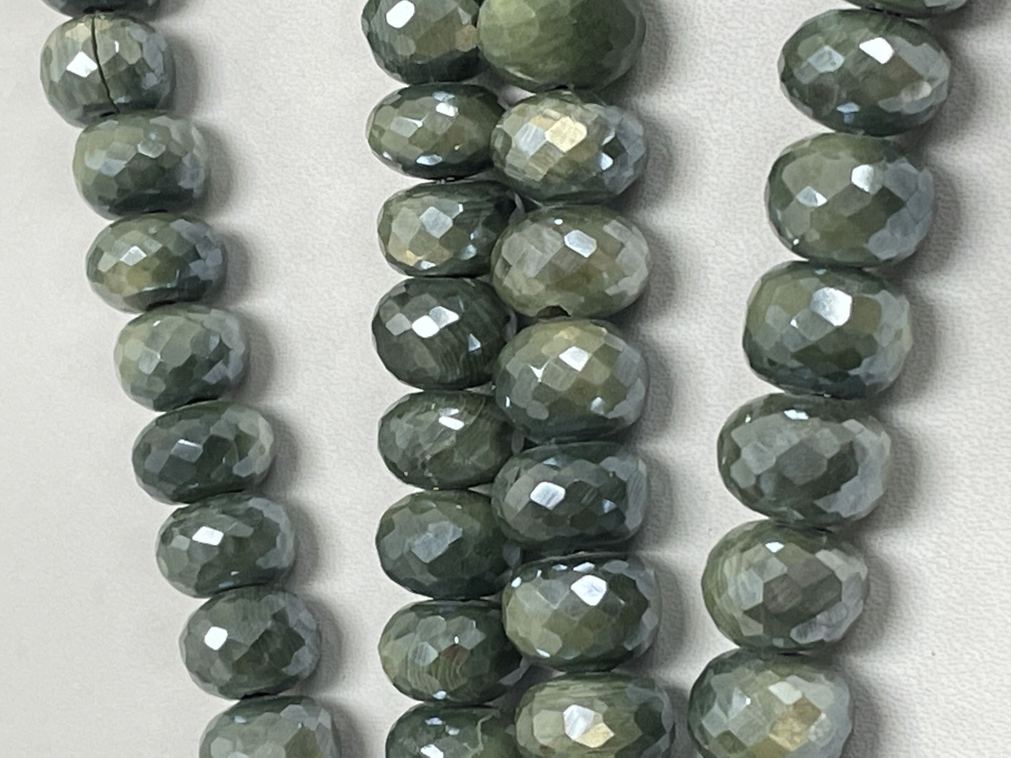Green Coated Moonstone Rondelle Faceted