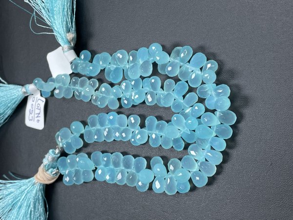 Aqua Chalcedony Drop Faceted