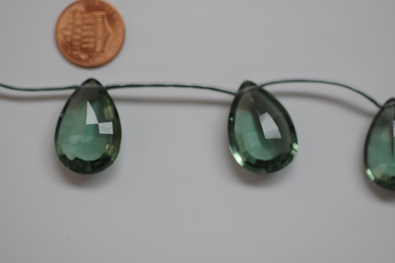 Beautiful Green Quartz Concave Cut Pear (Radiated)