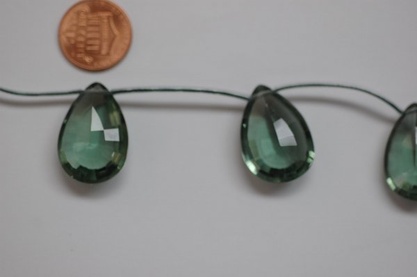 Beautiful Green Quartz Concave Cut Pear (Radiated)