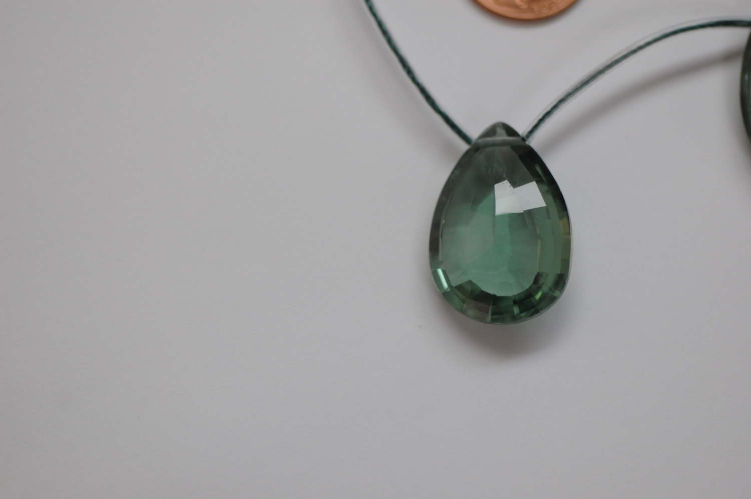 Beautiful Green Quartz Concave Cut Pear (Radiated)