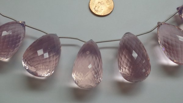 Beautiful Light Pink Hydro Quartz Checker Board Puffed Drops