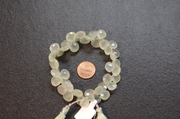 Pearl Green Chalcedony Heart Faceted