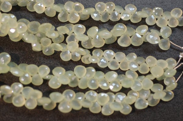 Pearl Green Chalcedony Heart Faceted