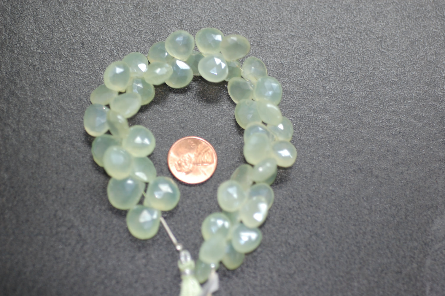 Beautiful Pearl Green Chalcedony Heart Faceted (BIG SIZE)