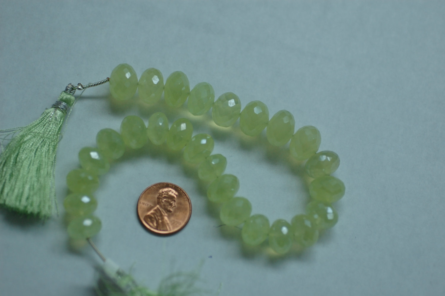 Pearl Green Chalcedony Rondelle Faceted