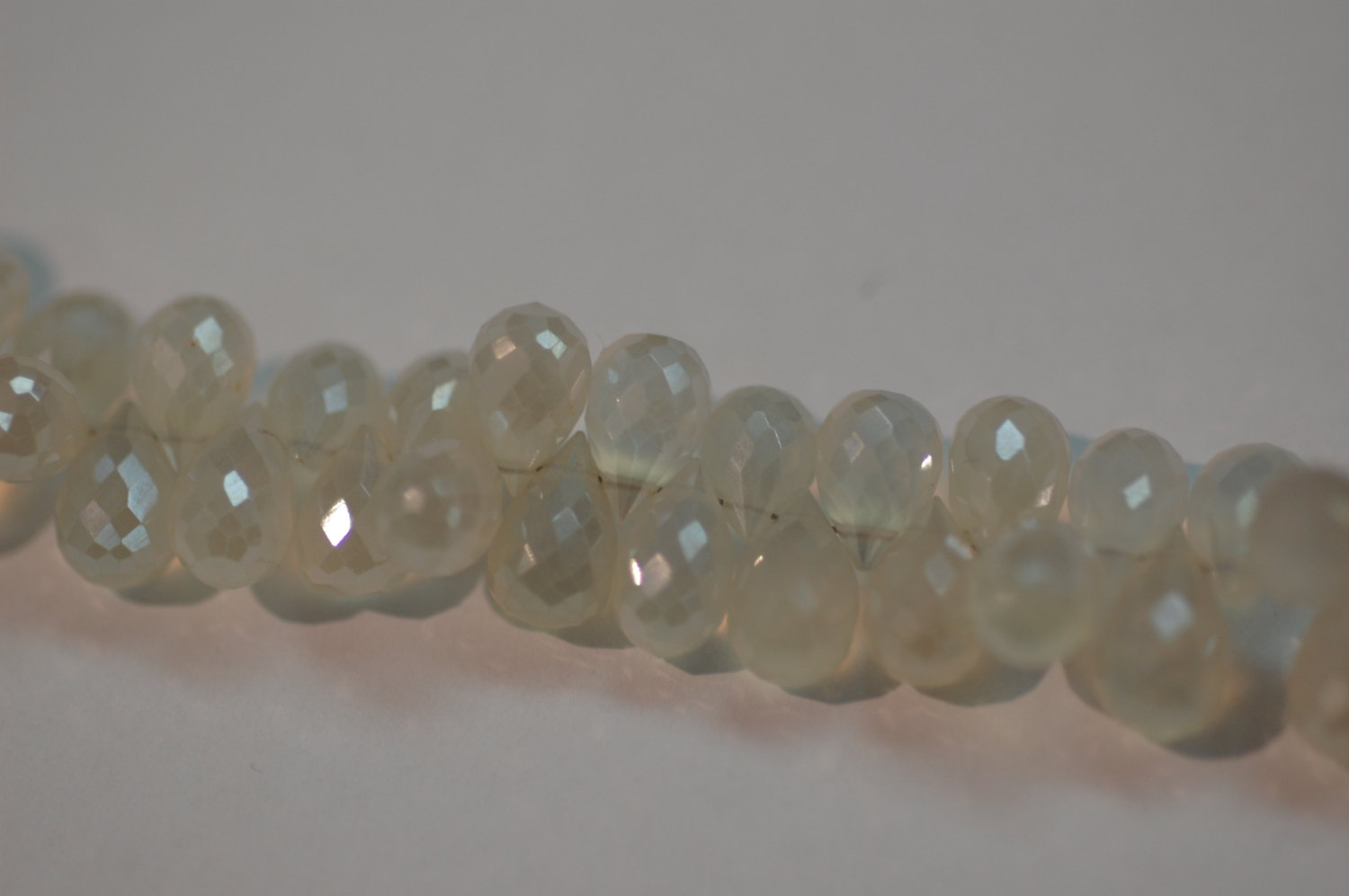 Pearl White Chalcedony Drops Faceted