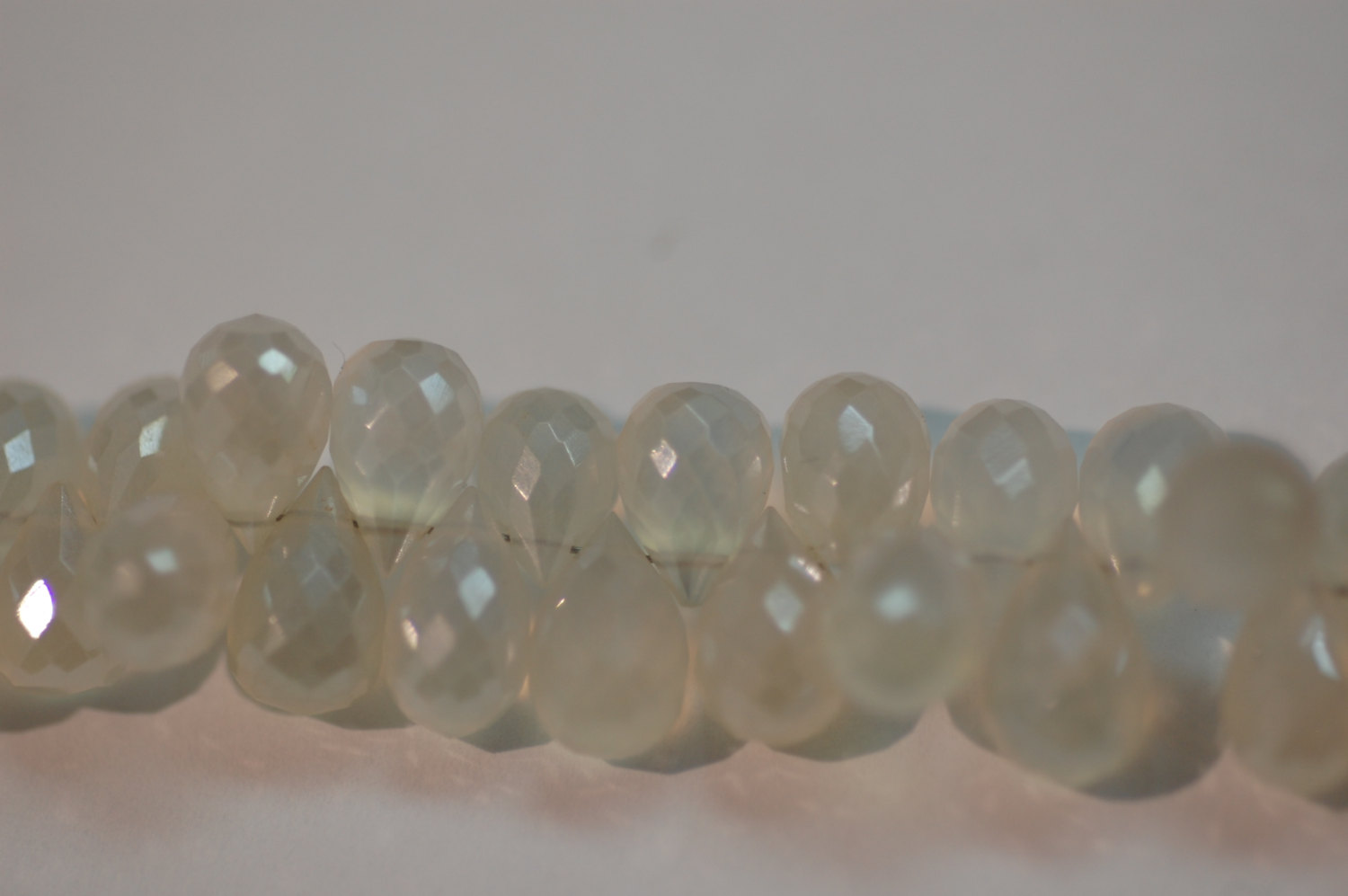 Pearl White Chalcedony Drops Faceted