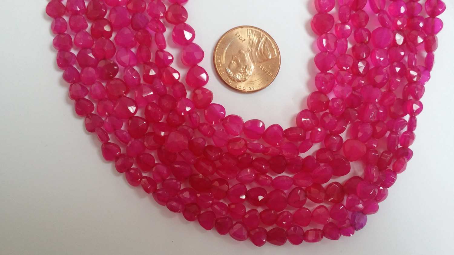 Pink Straight Drilled Chalcedony Hearts