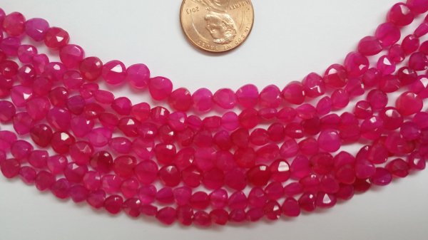 Pink Straight Drilled Chalcedony Hearts