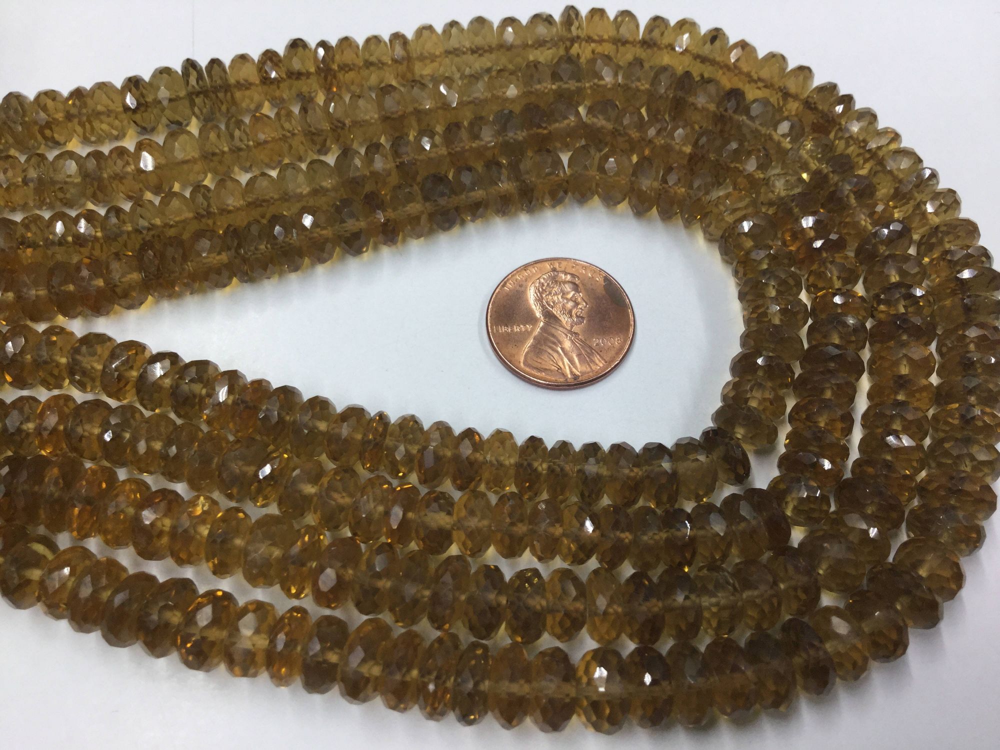 Beer Whisky Quartz Rondelles Faceted