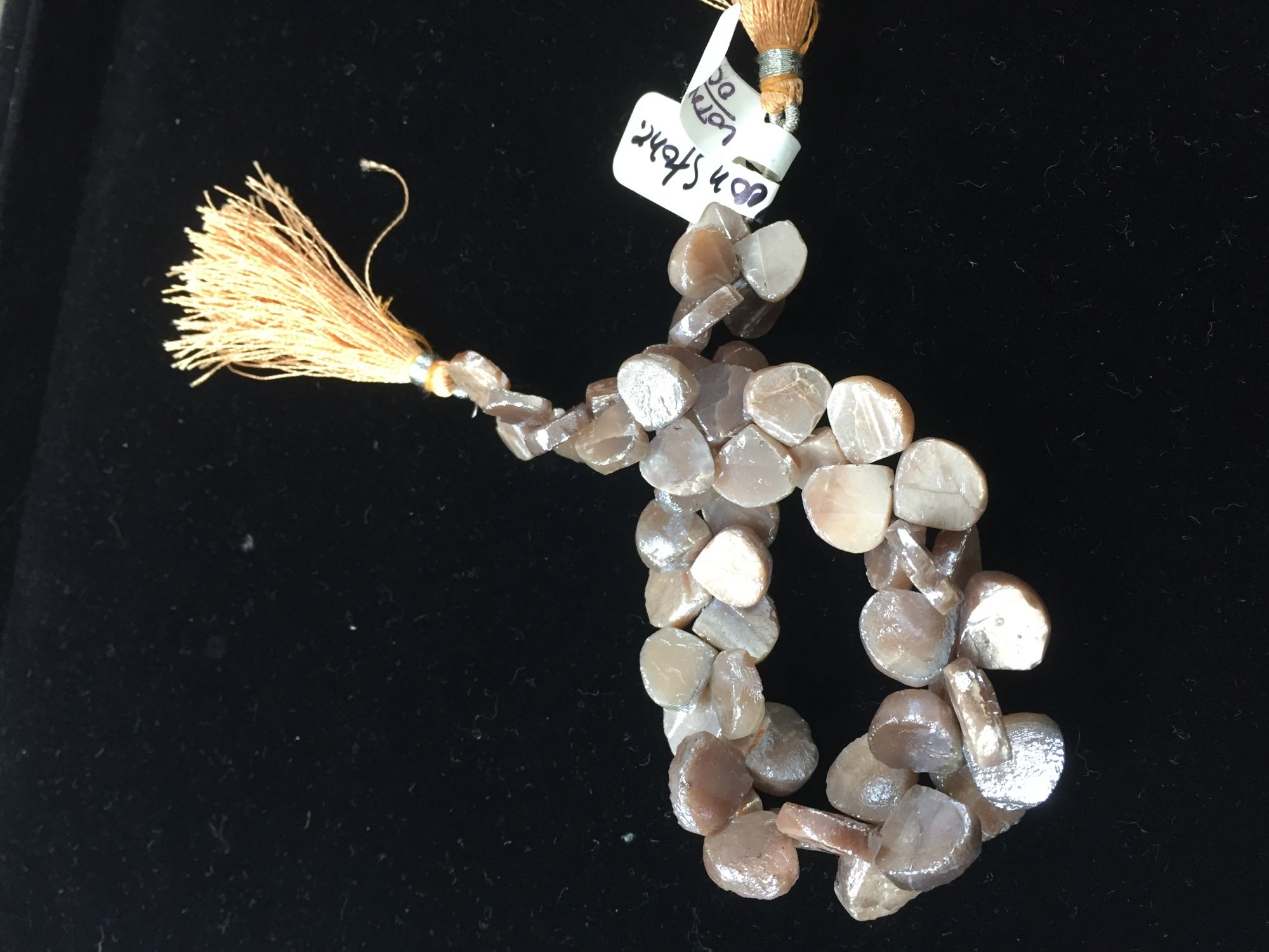 Peach Moonstone Hearts Faceted Coated