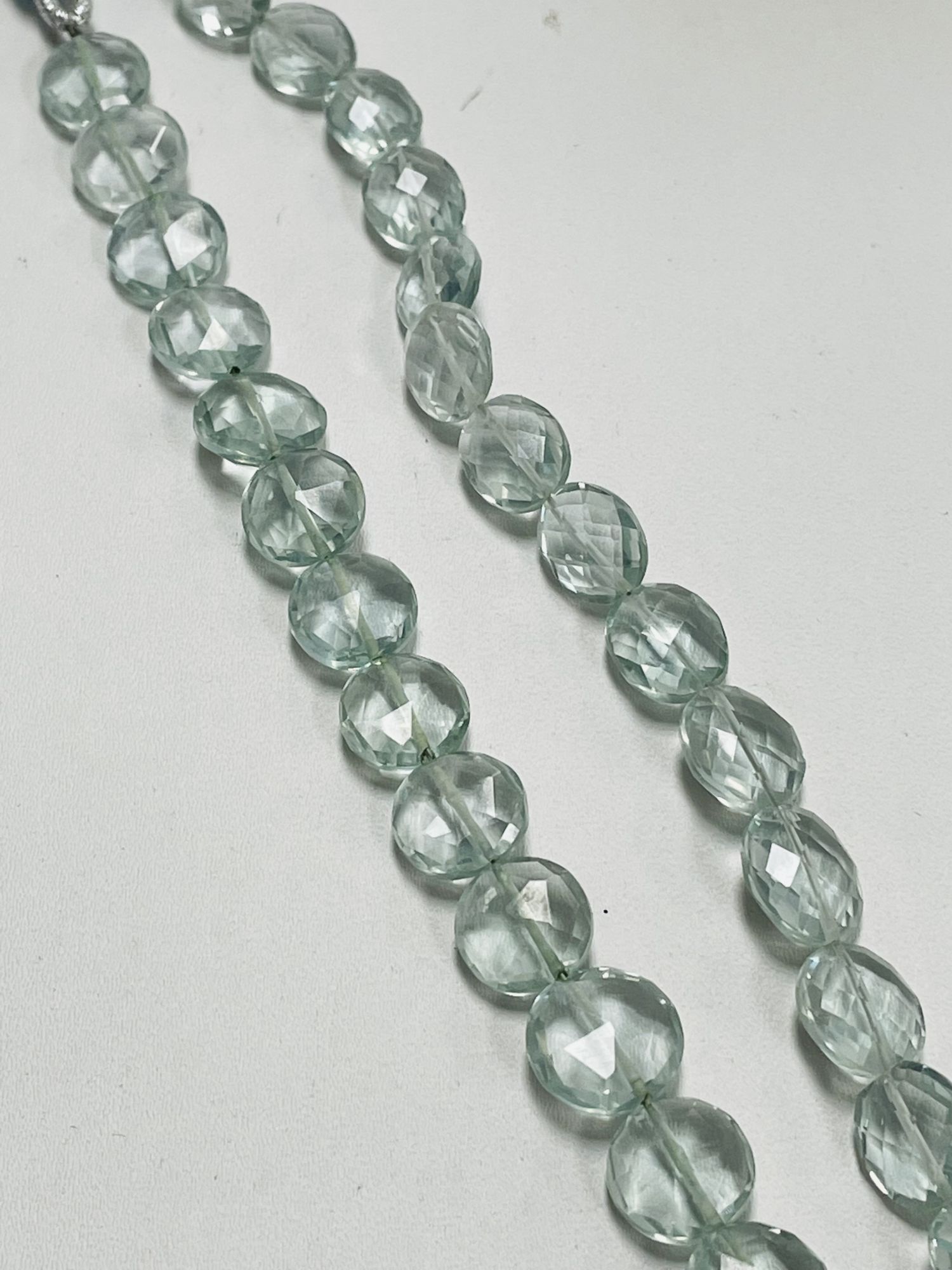 Aqua Hydro Quartz Coin Faceted