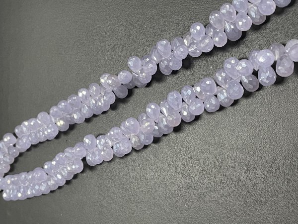Coated Purple Chalcedony Drop Faceted
