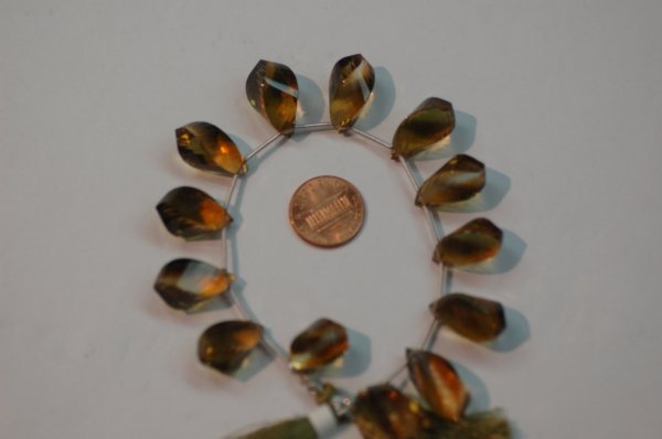 Bio-Lemon Hydro Quartz Twisted Drops Faceted