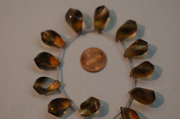 Bio-Lemon Hydro Quartz Twisted Drops Faceted