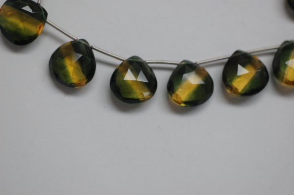 Bio Lemon Quartz Hearts Checker Board Cut