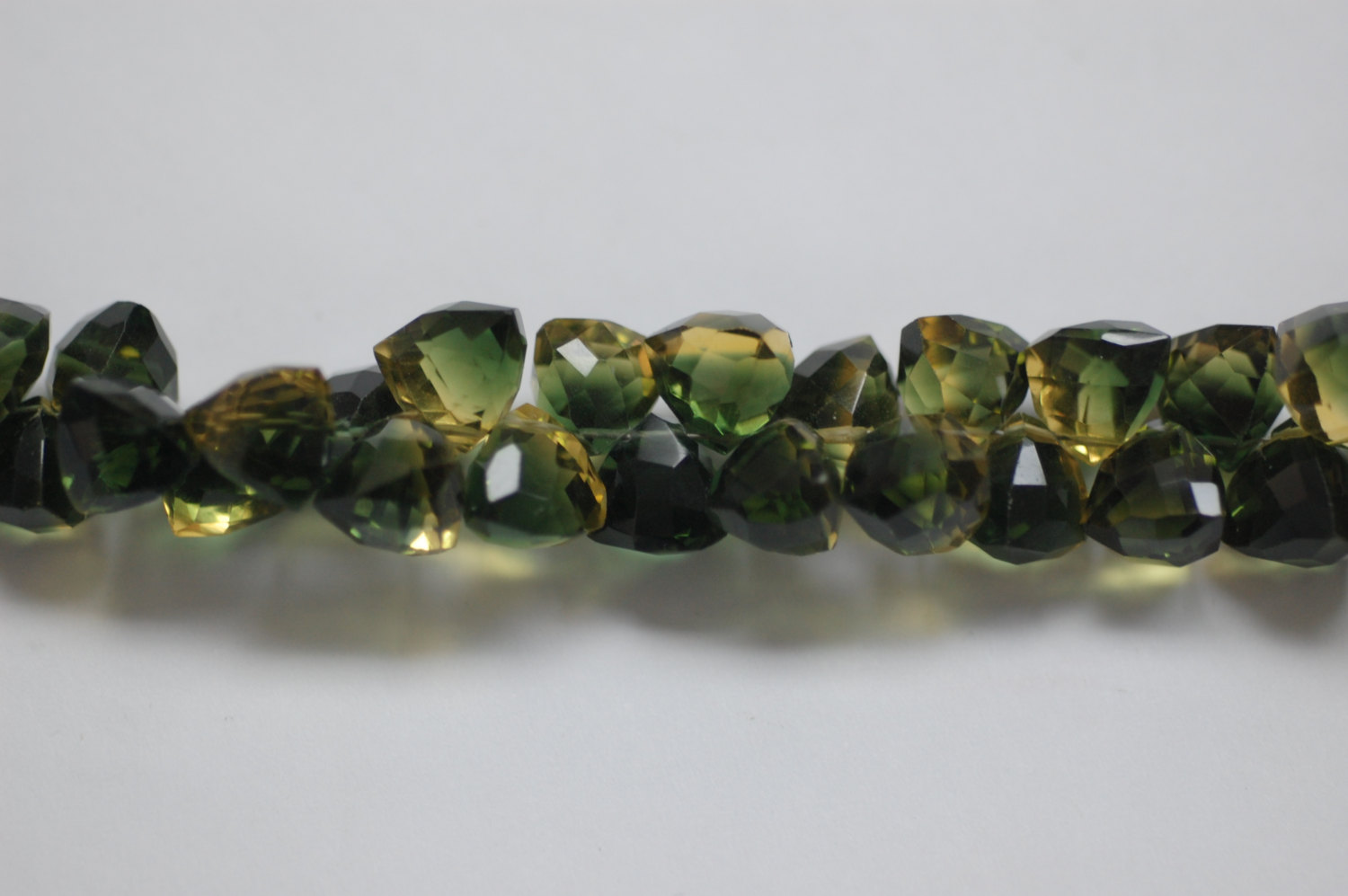 Bio Lemon Quartz Top Drilled Trillions Checker Board Cut
