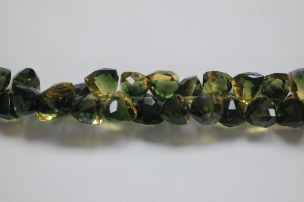 Bio Lemon Quartz Top Drilled Trillions Checker Board Cut